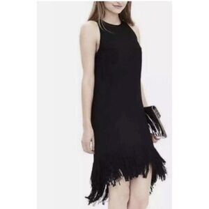 Banana Republic Black Sleeveless Fringe Hem Hi-Lo Cocktail/Party Dress